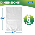 Storage Standard 6-Pack Large Clear Plastic Bags for Storage - Waterproof Extra Large Plastic Bags with Zip Ties, Heavy-Duty Cover for Luggage, Suitcases, Strollers & Travel Gear - 40 x 60 Inches - size: 40'' x 60''