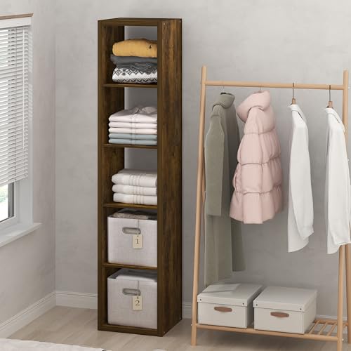 Furinno Cubic Closet Organizers and Storage, 5-Cube Closet Organizer, Open Shelf Closet Storage, Extra Thick Frame for Wardrobe, Bedroom, Living Room, Amber Pine - color: Amber Pine, size: 5-Cube