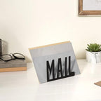 Mail Organizer, Stylish Mail Holder, Iron Letter Holder for Desk with Open Design, Functional Envelope Organizer for Bills, Letters, Papers, 5.91 x 2.17 x 3.74in, Black