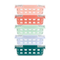 Ello Duraglass 3.4 Cup Meal Prep Sets 10Pc, 5 Pack Set- Glass Food Storage Container with Silicone Sleeve and Airtight BPA-Free Plastic Lids, Dishwasher, Microwave, and Freezer Safe, Melon - color: Melon, size: 3.4 Cup
