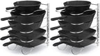 CAXXA Heavy Duty Pan Rack, Pot Lid Rack, Kitchen Cabinet Pantry Cookware Organizer Rack Holder with 5 Adjustable Dividers, Chrome (Pack of 2) - size: 12.8 x 10.4 x 8.9 INCH (Pack of 2)