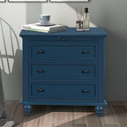 Modern Storage Wood Cabinet with 3-Drawer, Sofa Table Console Table End Table with Pull Out Tray, Accent Table Furniture for Entryway Living Room Bedroom, Fully Assembly Bedside Table (Blue) - color: Blue