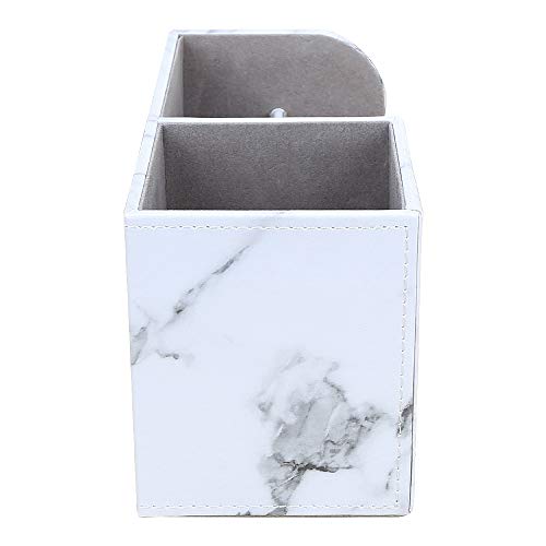 KINGFOM Desk Organizer Office Supplies Caddy Pu Leather Multi-function Storage Box Pen/Pencil,Cell phone, Business Name Cards Remote Control Holder Gray Marble - color: S-gray Marble