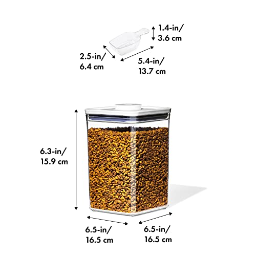 OXO Good Grips Pet POP Container – 4.4 Qt/4.2 L with Scoop |Ideal for up to 4lbs of Dog Food or 3.5lbs of Cat Food, Airtight Storage Container, BPA Free - size: Pet POP 4.4 Qt