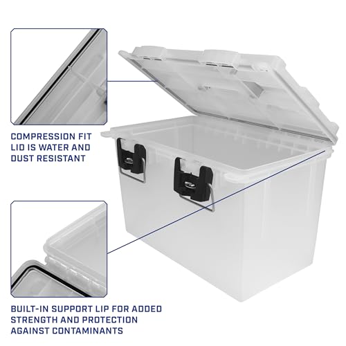 Sheffield 12767 XL Storage Bins With Lids, 4-Pack Stackable Storage Bins, Made in USA, Lockable and Water-Resistant Containers with Lids, Plastic Containers for Home, Classroom, and Dorm - color: Frost, size: XL 4-Pack