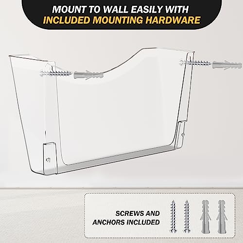 Kuntine.B 3 Pack White Single Pocket File Holder Hanging Wall Organizer, Wall Mount Mails Magazines Organizer for Office and Home