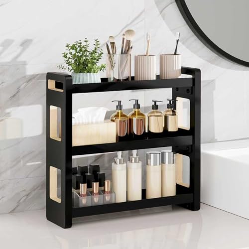 Bathroom Counter Organizer,Bathroom Counter Shelf,Bathroom Organizers,Under Sink Organizer,Cologne Organizer For Men,Cologne Cabinet,Spice Rack Organizer for Cabinet,Gifts(Black 3 Tier) - color: Black 3 Tier
