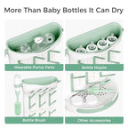 Momcozy Baby Bottle Drying Rack for 18 Bottles, Space Saving Countertop Vertical Rack for Baby Accessories & Pump Parts, Detachable Travel Drying Rack with Brush Holder