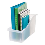 IRIS USA Plastic Book Bin Magazine Holder, 8-Pack, Vertical Standing Connecting Container Box for Office Dorm Study Homework Binder Notebook File Craft Stationery Supplies Organizer Caddy, Clear - style: Clear L - 8 Pack