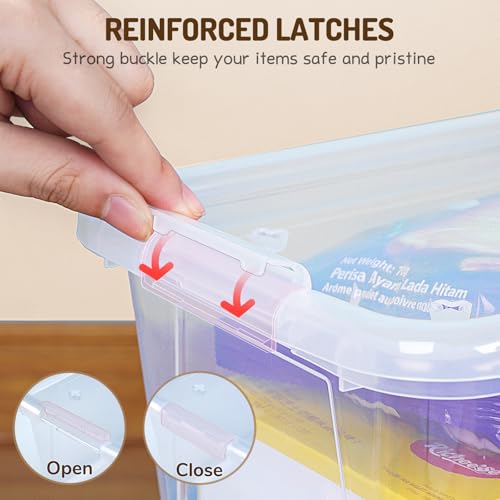 GAMENOTE 6 Quart Storage Bins with Lids, Plastic Latching Box for Classroom & Kids Toy Storage,Stackable Shoe Box Size Containers for STEM Morning Tubs, Crafts & Building Blocks (6, Clear) - color: Clear