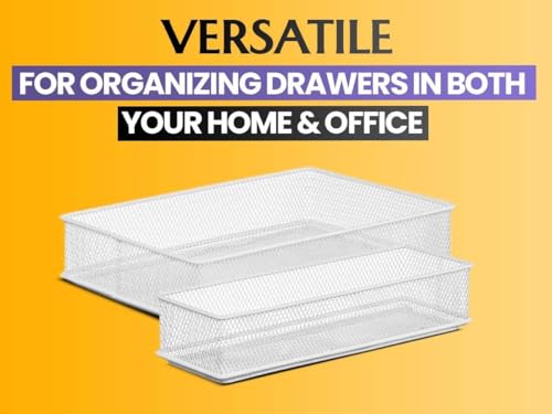 YBM HOME Silver Mesh Drawer Cabinet and or Shelf Organizer Bins, School Supply Holder Office Desktop Organizer Basket (1, 3x15x2 Inch) - size: 3x15x2 Inch