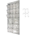 Extra Large Hanging Crystal Clear Over Door Shoe Organizer, Closet Shoe Rack with 12+6 Pockets, 8 Hooks, Grey (59"x 21.6") - color: A-grey&Clear