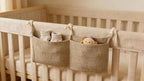 Bedside hanging bag for storing baby milk bottles and blankets - Baby diaper folding bed organizer bag - Brown - color: brown