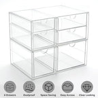 Prsildan Acrylic Drawer Makeup Organizer with 6 Drawers (Not for Baby Bottle), Set of 2 Office Desk Organizers Accessories, Clear Stackable Storage Drawers for Vanity, Craft (Largest Drawer 4" Tall) - style: 6 Drawers