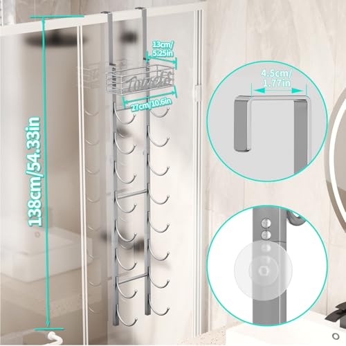 HapiRm Towel Racks for Bathroom Storage - 9 Tier Over The Door & Wall Mount Rolled Towel Storage Organizer Holder with Metal Shelf Basket for Small Bathroom, Camper, Rv - Sliver, Patented - color: Silver, size: 9-Tier