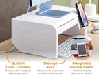 Bostitch Konnect Adjustable Monitor Riser with Drawer & Cell Phone Holder, Laptop Stand for Desk, 4 Height Levels, Cable Management & Rubber Feet - color: White, style: Deluxe Laptop Stand