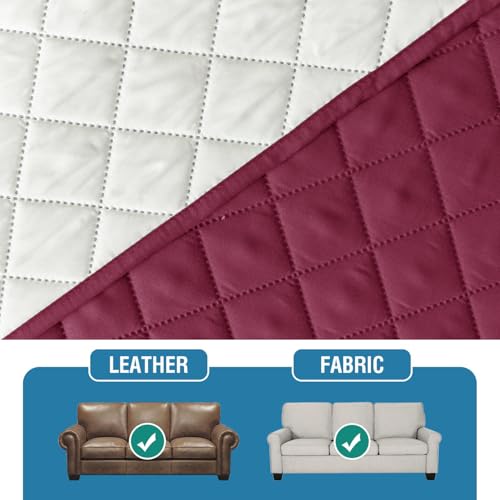 2 Pack Water Resistant Armrest Covers for Chairs and Sofas Couch Arm Covers for Sofa with 3 Pockets for Phone Sofa Arm Protector for Pets, Cats (Wine Red) - color: Wine Red