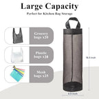 TOGETRUE Plastic Bag Holder, Grocery Bag Holder Mesh Hanging Storage Bag Dispenser (Black 2 Packs) - color: Black 2 Packs