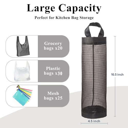TOGETRUE Plastic Bag Holder, Grocery Bag Holder Mesh Hanging Storage Bag Dispenser (Black 2 Packs) - color: Black 2 Packs
