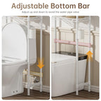 Golpart Over The Toilet Shelf,3-Tier Adjustable Freestanding Metal Bathroom Organizer Shelves with Toilet Paper Holder & Hooks,Space-Saving for Narrow Small Bathroom,10”D x 24”W x 66”H,White - size: White-3-Tier-10"D x 24"W x 66"H