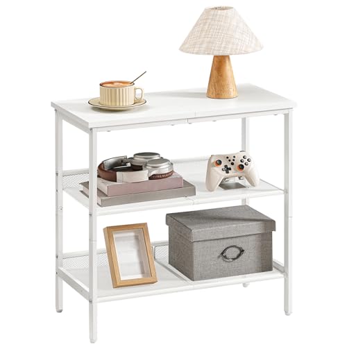 HOOBRO End Table, 3-Tier Narrow Side Table, Nightstand with 2 Flat or Slant Adjustable Shelves for Small Spaces, Hallway, Living Room, Bedroom, Sturdy, Easy Assembly, White WT23BZ01G1 - color: White