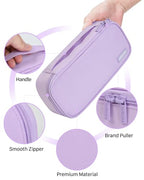 YOKUMA Pencil Case,Large Capacity Pencil Pouch,Aesthetic Zipper Pencil Box, Back to School Supplies for College Student Teen Adults,Travel Essentials,Electronic Cable Organize - color: Lilac