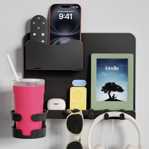 Floating Shelves for Bedside Shelf, Stick On Accessories Organizer, Wall Mount Self, Cute Room Decor Aesthetic, Girls Room Decor, Cool Stuff for Bedroom Storage and Organization - color: Black