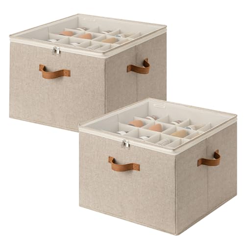 StorageWorks 2 Pack Shoe Organizer for Closet, Foldable Shoe Storage Box with Adjustable Dividers, Shoe Boxes Organizer for Entryway, Closet Shoes Organizer for Sandals, Sneakers, Fits 32 Pairs, Taupe - color: Taupe, size: Medium-2 Pack