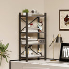 Desktop Bookshelf, 4-Tier Stackable Narrow Bookcase, Adjustable Industrial Desk Organizer & Hutch - Rustic Brown Wood Desktop Book Organizer for Living Room, Bedroom & Home Office - color: Grey