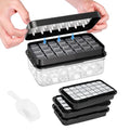 PHINOX Ice Cube Tray with Lid and Bin, 3 Pack Plastic Ice Cube Tray Molds, 84 pcs Ice Trays for freezer, Chilling Drinks, Whiskey & Cocktails, with Ice Container and Ice Scoop, BPA-Free - color: Black, size: 0.8"-3tier