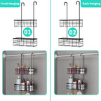 HapiRm Hanging Shower Caddy Organizer - No Drilling Shower Organizer with Hooks, Rustproof & Waterproof 304 Stainless Steel Bathroom Shelves - Black - color: Black