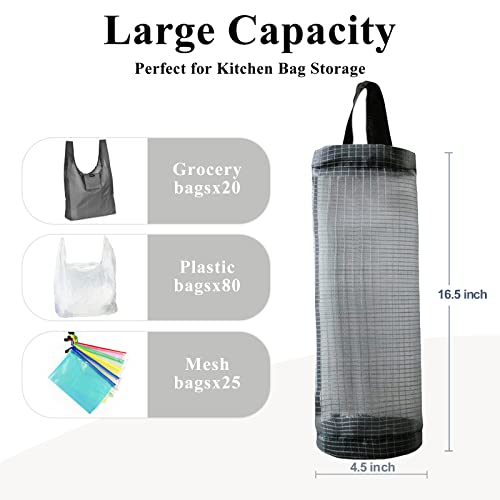 TOGETRUE Plastic Bag Holder, Mesh Grocery Bag Holder Hanging Storage Bag Dispenser (Dark Grey 2 Packs) - color: Dark Grey 2 Packs