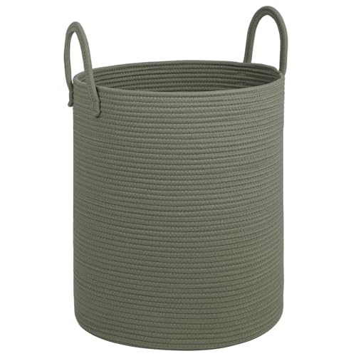 Large Laundry Basket,Laundry Hamper,15''x18'' Cotton Rope Storage Basket with Handles,baby hamper,Nursery Blanket Storage Living Room,toy basket,kids laundry(Green) - color: Green, size: 60L