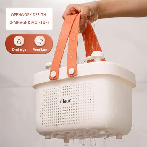 JiatuA Plastic Storage Basket with Handle Portable Shower Caddy Tote Organizer Basket Bin for Bathroom Kitchen Dorm Room Bedroom, Small Green - color: Green, size: Small