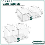Sorbus Acrylic Storage Containers - 4 Pack, Stackable Storage Bins Set for Bathroom Organization - Clear Acrylic Drawer Organizers - Makeup Case Pull-Out Drawers (7.6’’ and 4.4’’ Tall) - size: 4 Pack, 7.6’’ and 4.4’’ Tall