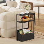TUTOTAK Narrow Side Table, Small End Table with Charging Station, Nightstand with Fabric Basket, Bedside Table for Small Space, Livingroom, Bedroom Black TB01BK095 - color: Black