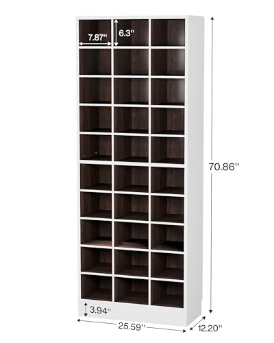 Tribesigns 10-Tier Shoe Storage Cabinet, White and Brown Wooden Shoe Rack with 30 Cubbies, Freestanding Tall Entryway Shoe Organizer for Closet, Entryway, Living Room - color: White & Brown