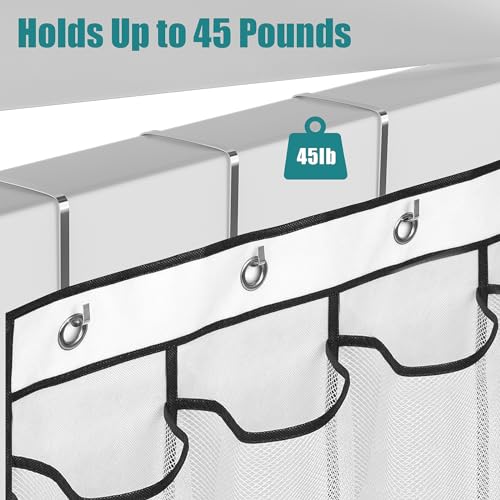 VOPTON 28Large Pockets Over The Door Shoe Organizer, Hanging Shoe Organizer for Closet, Premium Clear Shoe Rack for Door, Shoes Hanger Organizers Storage Holder for Back of Door and 4Metal Hook White