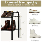 Shoe Rack,Long Shoe Organizer for Closet,Wide Shoe Storage for Entryway, 2 Tier Sturdy Metal Free Standing Shoe Shelf - size: 2-tier