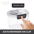 Oggi Easi Grip 23oz Moisture Proof Storage Container, Ultra Clear BPA-Free Sealable Canister, Flip Open Pouring Lid, Date Reminder Slider on Clip, Ideal Kitchen and Pantry Storage (23oz / 0.68lt) - size: 23 fl oz