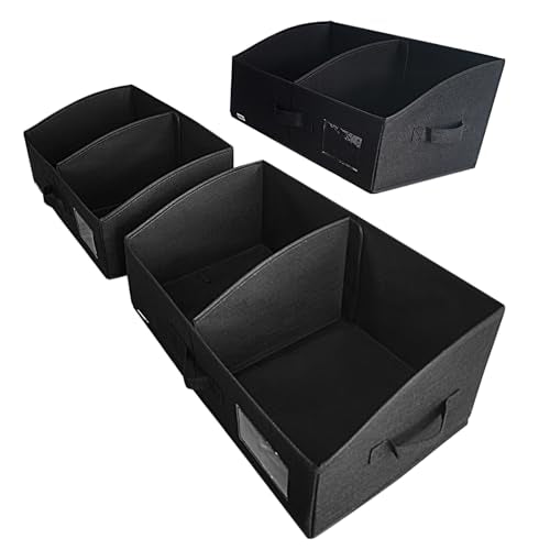 3 Packs Closet Storage Bins - Trapezoid Large Storage Box - Foldable Fabric Baskets for Organizing Clothes - Baby Toiletry, Toys, Towel, DVD, Book (Black, 20 x 11.2 x 8.3 inches) - color: Black, size: 20 x 11.2 x 8.3 inches