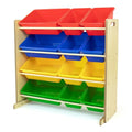 Humble Crew, Natural/Primary Kids' Toy Storage Organizer with 12 Plastic Bins, 34*35*15.5inch - color: Natural/Primary
