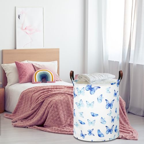 NTAOHAMPER Kids Laundry Hamper, Waterproof Storage Bin, Baby Nursery Hamper, Clothes Organizer, Toys Bin, Room Decor(Blue Butterfly) - color: Blue Butterfly
