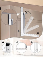 2-Packs Over the Door Hanger Hooks with Extra Anti-slip Pads, Metal Folding Clothes Drying Racks for Laundry, Dorm, Portable Space Saving Coat Towels Organizer Rack for Travel, Hanging Storage
