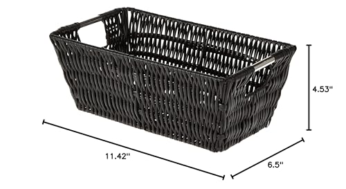 Whitmor 6500-2712-BLK Rattique Small Shelf Black Tote Basket - color: Black, size: 11.4"L x 6.5"W x 4.5"H