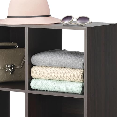 Whitmor 9 Cube Storage Organizer, 3 Tier Stackable MDF Wood Bookcase, Open Storage Display Bookshelf, Storage Cabinet for Living Room, Bedroom, Home, Office, 35.5" L x 11.7" W x 35.5" H, Espresso - color: Espresso, size: 9 Cube, 35.5"L x 11.7"W x 35.5"H
