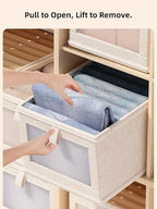 1 Pc Large Storage Bins with Clear Window Collapsible Cloth Organizer Box for Clothing, Toys, Blankets, Closet Shelf Storage, Grey, Medium - size: M