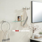 JQK Bathroom Glass Shelf, Tempered Glass Shower Storage 8 by 5 inches, 304 Stainless Steel Brushed Finish Wall Mount 2 Pack, TGS101L8-BN-P2 - color: Brushed, size: 8 Inch (2 Pack)