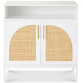 Best Choice Products Rattan Sideboard Buffet Cabinet, Entryway Table, Accent Storage Cabinet, Console Table for Hallway, Living Room, Dining Room - White - color: Arched Rattan, White
