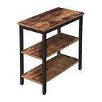 HOOBRO End Table, Simple Rustic Side Table with 3-Tier Storage Shelf, Narrow Nightstand for Small Spaces, for Living Room, Bedroom,Easy Assembly, Industrial Design, Rustic Brown and Black BF14BZ01 - color: Rustic Brown + Black